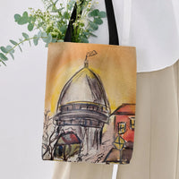 Capitol Dome Tote Bag | Watercolor Cityscape Architecture Art | Premium Twill Diamond-Grid Texture | Gift for Art and Travel Lovers