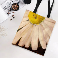Daisy Tote Bag | Impressionist White Daisy Close-Up Oil Painting | Premium Twill Fabric with Diamond Texture | Gift for Botanical Art Lover