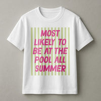 Funny Teacher Summer Shirt | Most Likely To Be At The Pool | Retro Style Soft Cotton Tee | End of School Year Teacher Gift