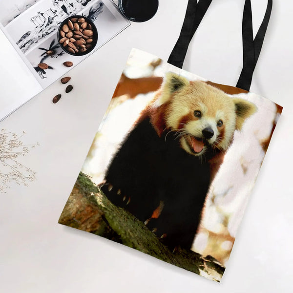 Red Panda Tote Bag | Adorable Baby Red Panda Wildlife Photography Print | Premium Twill Diamond-Grid Texture | Unique Gift fo