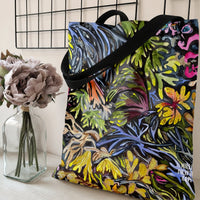 Tropical Botanical Tote Bag | Lush Jungle Foliage Watercolor Art | Premium Twill Diamond-Grid Fabric | Gift for Plant Lover and Art Enthusiast
