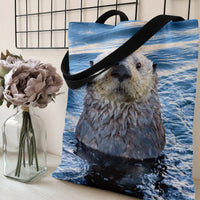 Sea Otter Tote Bag | Cute Otter Swimming in Ocean Wildlife Photography | Premium Twill Fabric | Gift for Otter Lover and Marine Animal Fan