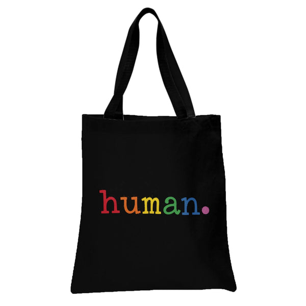 Human Rainbow Tote Bag | Bold Multicolor Typographic Lettering | Premium Twill Fabric | Inclusivity Gift for Equality Advocat
