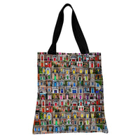 Dublin Doors Tote Bag | Colorful Georgian Doorways Photo Collage | Premium Twill Diamond-Grid Texture | Gift for Ireland Travel Lovers