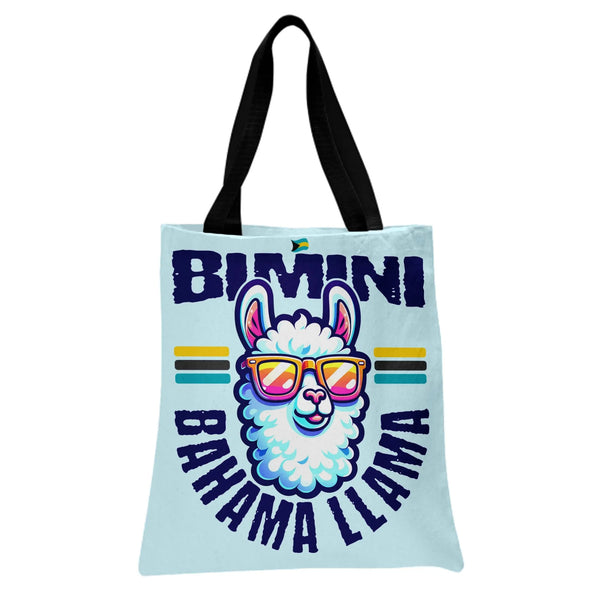Llama Tote Bag | Bimini Bahama Llama Retro Pop Art Design | Premium Composite Twill Fabric | Gift for Beach Lovers