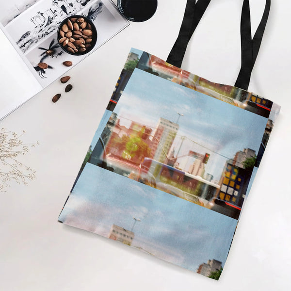 Urban Cityscape Tote Bag | Dreamy Blurred Street Photography Art Print | Premium Composite Twill Fabric | Aesthetic Gift for 