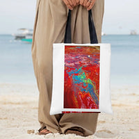Abstract Pour Art Tote Bag | Vibrant Red Turquoise Fluid Acrylic Design | Premium Twill Fabric | Aesthetic Gift for Art Lovers
