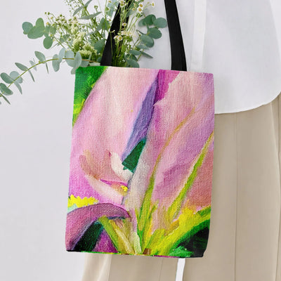 Calla Lily Tote Bag | Pink Floral Oil Painting Art Print | Premium Twill Diamond-Grid Texture | Aesthetic Gift for Flower Lovers