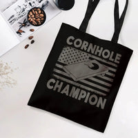 Cornhole Champion Tote Bag | Distressed American Flag Cornhole Board Art | Premium Composite Twill Fabric | Gift for Cornhole Players and Tailgate Fans