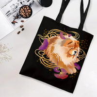 Chow Chow Tote Bag | Fluffy Dog with Golden Ginkgo Art | Premium Twill Diamond-Grid Fabric | Gift for Dog Lovers