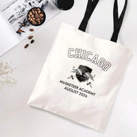 Chicago Musketeer Academy Tote Bag | Vintage Athletic Crest Design | Premium Twill Shopping Bag | Gift for Chicago Locals and Alumni