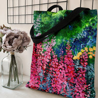 Flower Garden Tote Bag | Impressionist Floral Painting Art | Premium Composite Twill Fabric | Aesthetic Gift for Art Lover