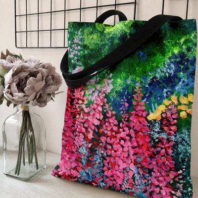Flower Garden Tote Bag | Impressionist Floral Painting Art | Premium Composite Twill Fabric | Aesthetic Gift for Art Lover
