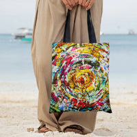 Abstract Expressionist Tote Bag | Colorful Paint Splatter Spiral Vortex Art | Premium Composite Twill Fabric | Gift for Modern Art Lovers