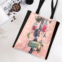 Sloth IV Pole Tote Bag | Cute Sloths with Blood Bags Hummingbirds and Flowers Art | Premium Twill Diamond-Grid Fabric | Gift for Nurse or Phlebotomist