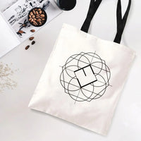 Sacred Geometry Tote Bag | Minimalist Circles and Diamond Line Art Design | Premium Composite Twill Fabric | Aesthetic Gift for Math and Art Lovers