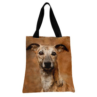Greyhound Dog Tote Bag | Brindle Greyhound Watercolor Portrait Art | Premium Composite Twill Fabric | Gift for Greyhound Lover