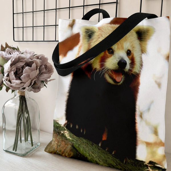 Red Panda Tote Bag | Adorable Baby Red Panda Wildlife Photography Print | Premium Twill Diamond-Grid Texture | Unique Gift fo