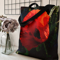 Red Poppy Tote Bag | Vivid Close-Up Flower Photography Art | Premium Twill Diamond-Grid Texture | Gift for Flower Lovers and Gardeners