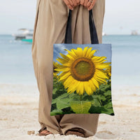 Sunflower Tote Bag | Realistic Photographic Sunflower Field Art | Premium Twill Fabric | Gift for Flower Lovers