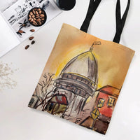 Capitol Dome Tote Bag | Watercolor Cityscape Architecture Art | Premium Twill Diamond-Grid Texture | Gift for Art and Travel Lovers