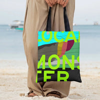 Local Monster Tote Bag | Bold Neon Typography Mixed Media Collage Art | Premium Composite Twill Fabric | Trendy Urban Style Gift for Art Lovers