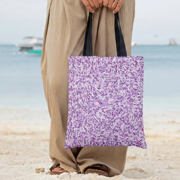Histology Cell Art Tote Bag | Purple Microscope Tissue Slide Pattern | Premium Twill Diamond-Grid Texture | Gift for Medical 