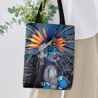 Aztec Warrior Princess Tote Bag | Vibrant Mesoamerican Feathered Headdress Art with Jaguar and Serpent | Premium Twill Diamond-Grid Fabric | Gift for Aztec Culture and Mythology Fans