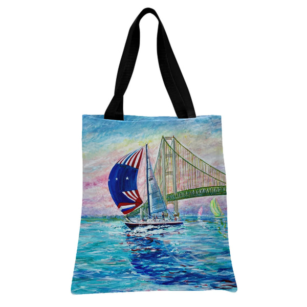 Golden Gate Bridge Sailboat Tote Bag | Impressionist Nautical Sailing Painting | Premium Composite Twill | Gift for Sailing E