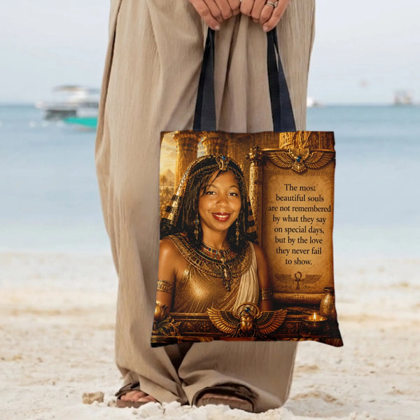 Egyptian Queen Tote Bag | Black Woman Inspirational Quote Ancient Egypt Art | Premium Twill Diamond-Grid Texture | Gift for B