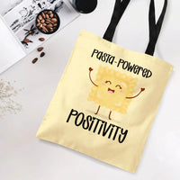 Pasta-Powered Positivity Tote Bag | Cute Cartoon Ravioli Character Design | Premium Composite Twill Fabric | Gift for Food Lovers