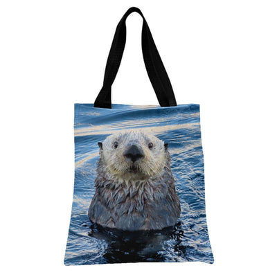 Sea Otter Tote Bag | Cute Otter Swimming in Ocean Wildlife Photography | Premium Twill Fabric | Gift for Otter Lover and Marine Animal Fan