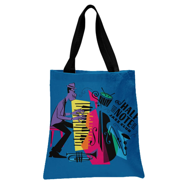 Jazz Music Tote Bag | Vintage Piano Player & Saxophone Art | Premium Twill Diamond-Grid Fabric | Gift for Music Lovers