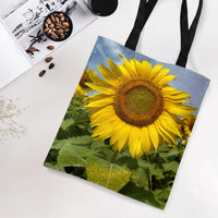 Sunflower Tote Bag | Realistic Photographic Sunflower Field Art | Premium Twill Fabric | Gift for Flower Lovers