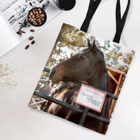 Thoroughbred Horse Tote Bag | Rustic Barn Pasture Photography Art | Premium Composite Twill Fabric | Gift for Horse Lover