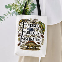 Fantastic Fabulous Fascinating Tote Bag | Vintage Reptile Dinosaur & Bug Natural History Illustration | Premium Twill Fabric | Gift for Nature Lovers
