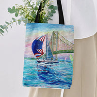 Golden Gate Bridge Sailboat Tote Bag | Impressionist Nautical Sailing Painting | Premium Composite Twill | Gift for Sailing Enthusiasts