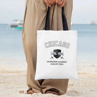 Chicago Musketeer Academy Tote Bag | Vintage Athletic Crest Design | Premium Twill Shopping Bag | Gift for Chicago Locals and Alumni