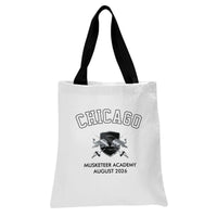 Chicago Musketeer Academy Tote Bag | Vintage Athletic Crest Design | Premium Twill Shopping Bag | Gift for Chicago Locals and Alumni