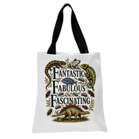 Fantastic Fabulous Fascinating Tote Bag | Vintage Reptile Dinosaur & Bug Natural History Illustration | Premium Twill Fabric | Gift for Nature Lovers