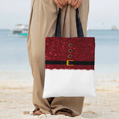 Santa Suit Tote Bag | Sparkly Red Glitter Christmas Costume Design | Premium Twill Diamond-Grid Fabric | Festive Holiday Gift for Christmas Lovers