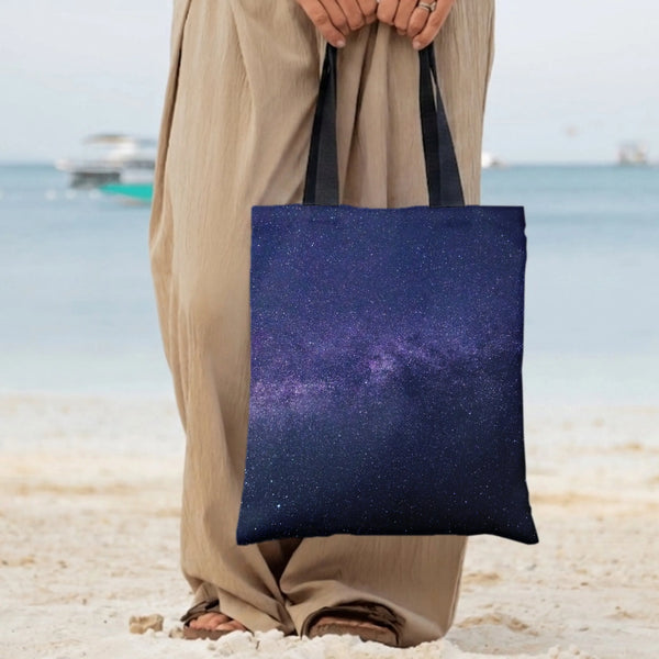 Galaxy Nebula Tote Bag | Deep Space Milky Way Starfield Art | Premium Twill Fabric with Diamond Texture | Aesthetic Gift for 