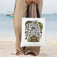 Fantastic Fabulous Fascinating Tote Bag | Vintage Reptile Dinosaur & Bug Natural History Illustration | Premium Twill Fabric | Gift for Nature Lovers