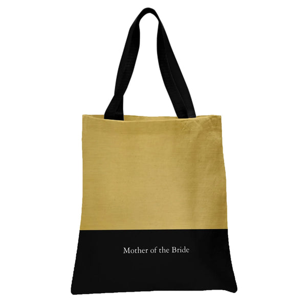 Mother of the Bride Tote Bag | Elegant Gold and Black Two-Tone Design | Premium Diamond-Grid Twill Tote | Wedding Gift for Mo