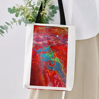 Abstract Pour Art Tote Bag | Vibrant Red Turquoise Fluid Acrylic Design | Premium Twill Fabric | Aesthetic Gift for Art Lovers