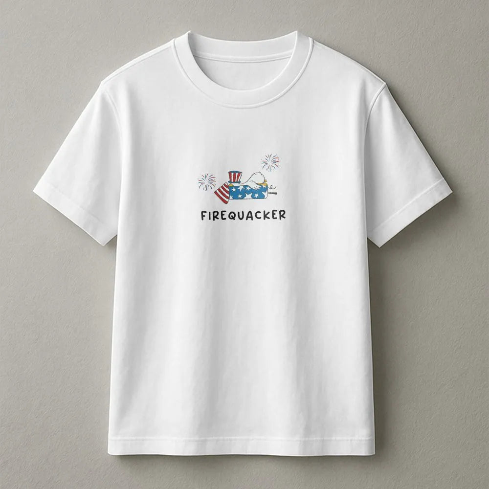 Firequacker Sweatshirt | Funny Patriotic Goose Graphic Crewneck | Soft Cotton Blend | 4th of July USA Holiday Gift