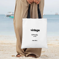 Vintage Tote Bag | Funny Retro Typography Quote Design | Premium Diamond-Grid Twill Fabric | Gift for Millennials and Gen Z