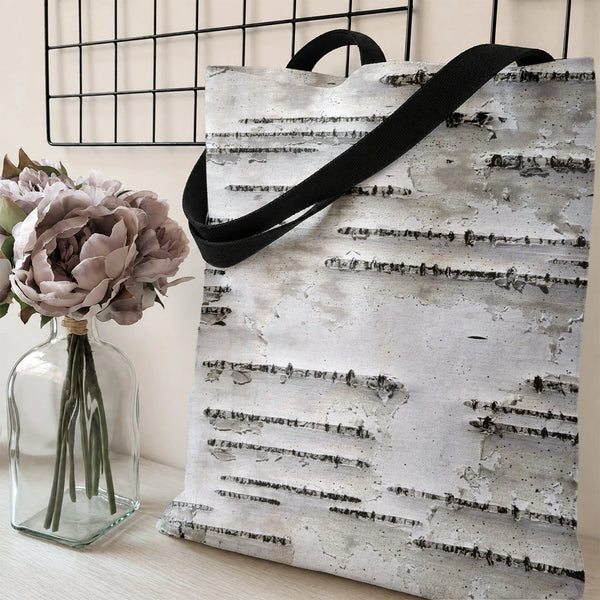 Birch Bark Tote Bag | Realistic White Birch Tree Bark Texture Art | Premium Composite Twill Fabric | Aesthetic Gift for Natur