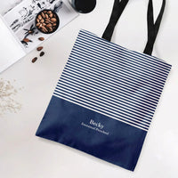 Nautical Stripe Tote Bag | Navy Blue & White Classic Sailor Pattern | Premium Composite Twill Fabric | Everyday Carry Gift