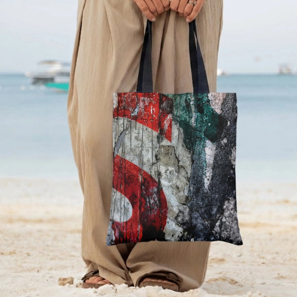 Urban Number 5 Tote Bag | Distressed Weathered Wall Typography Art | Premium Composite Twill Fabric | Unique Gift for Street 